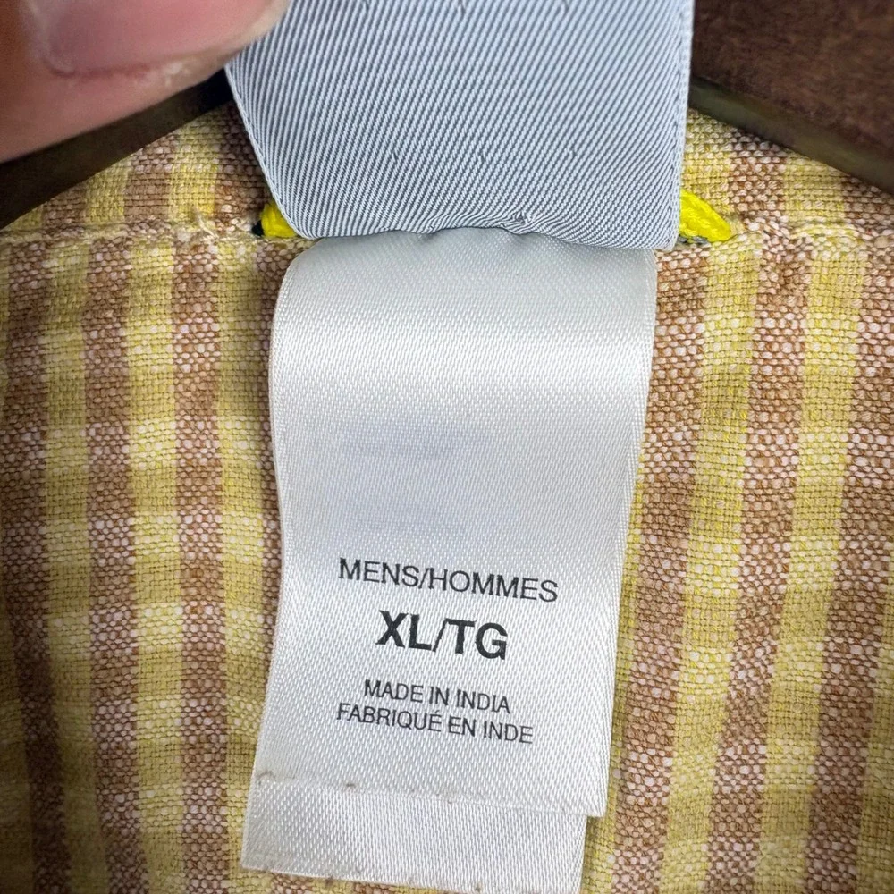 The North Face A5 Series Mens XL Gingham Button Down Shirt Yellow Short Sleeve